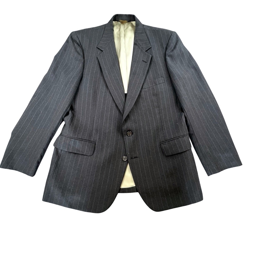 Nino Cerruti Rue Royale Charcoal Pinstripe Wool Suit Jacket Blazer ~44R‎